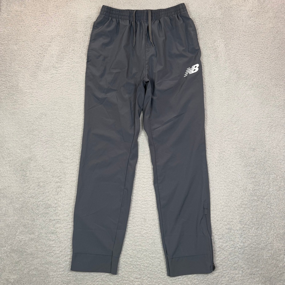New Balance Mens Gray Track Jogger Pants Large Ankle Zip RN 130893 Activewear